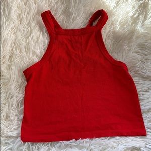 Red racer back cropped tank